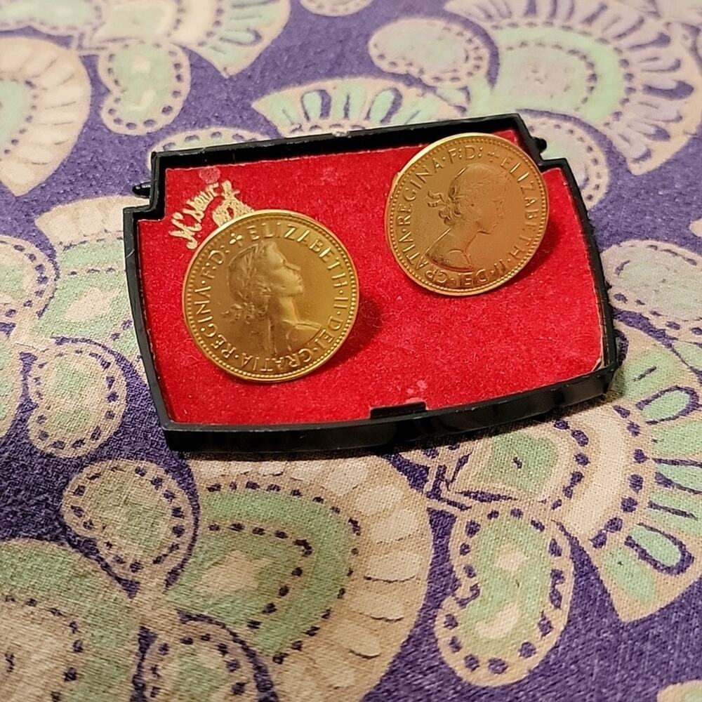 Vintage Elizabeth II Half Penny Cuff links
